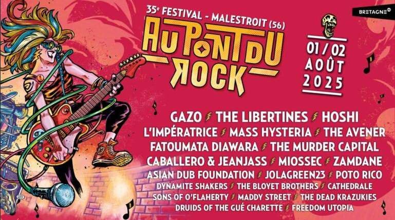 Affiche de l'édion 2025 du festival "Le Pont du Rock"